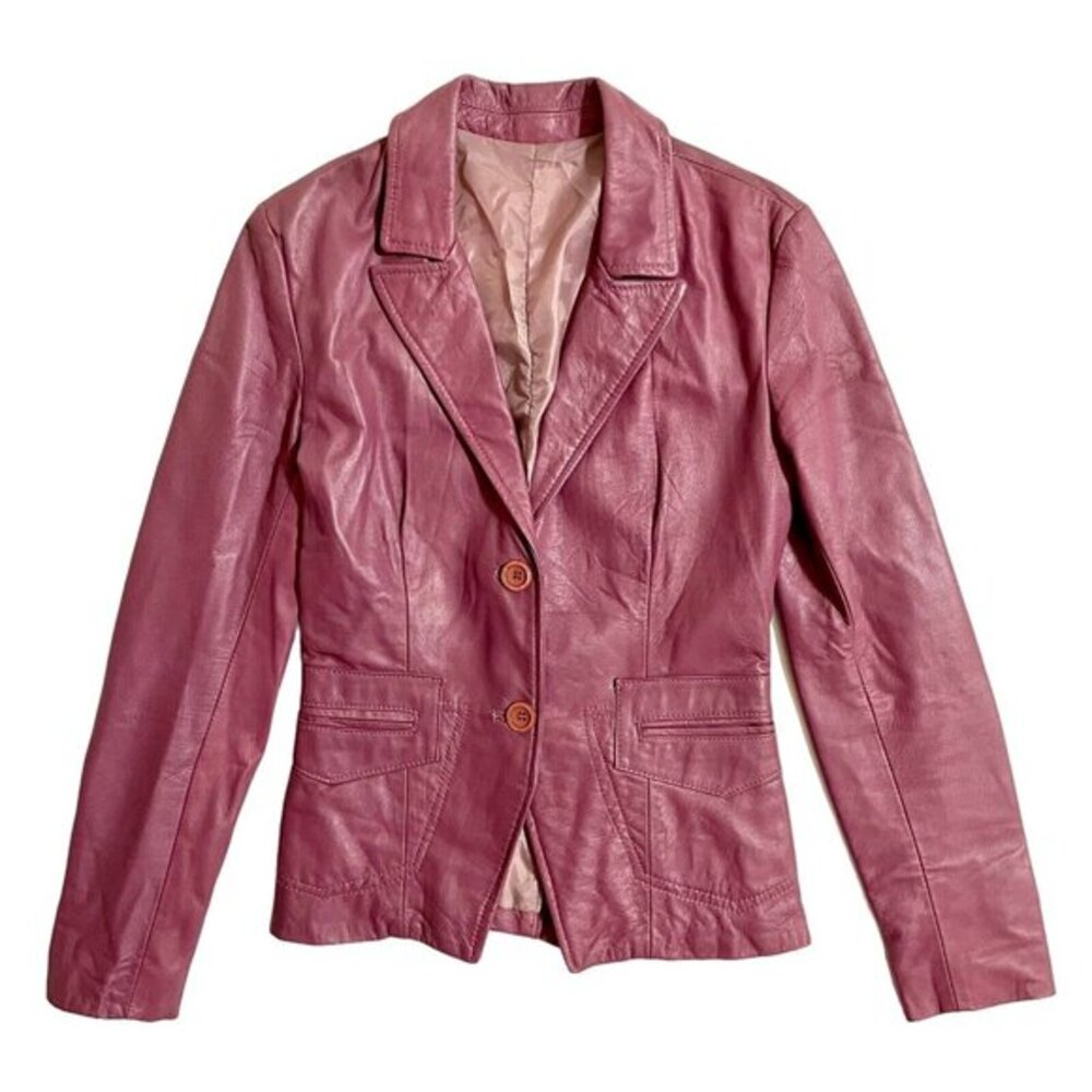 Vera Pelle Purple Leather Jacket Natural Leather Blazer Sz 44 IT